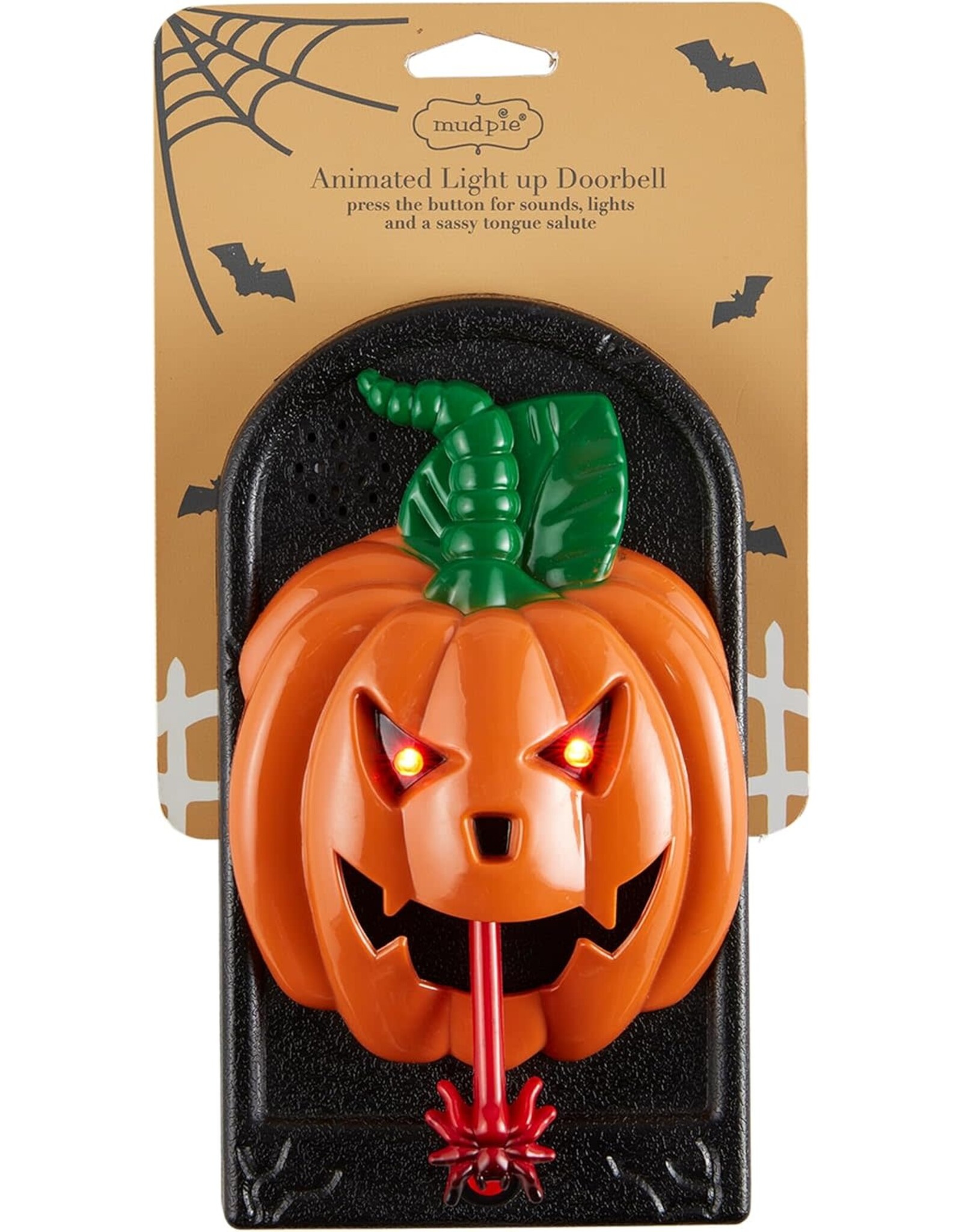 Mud Pie Halloween Door Bells | Animated Light-Up Pumpkin Door Bell