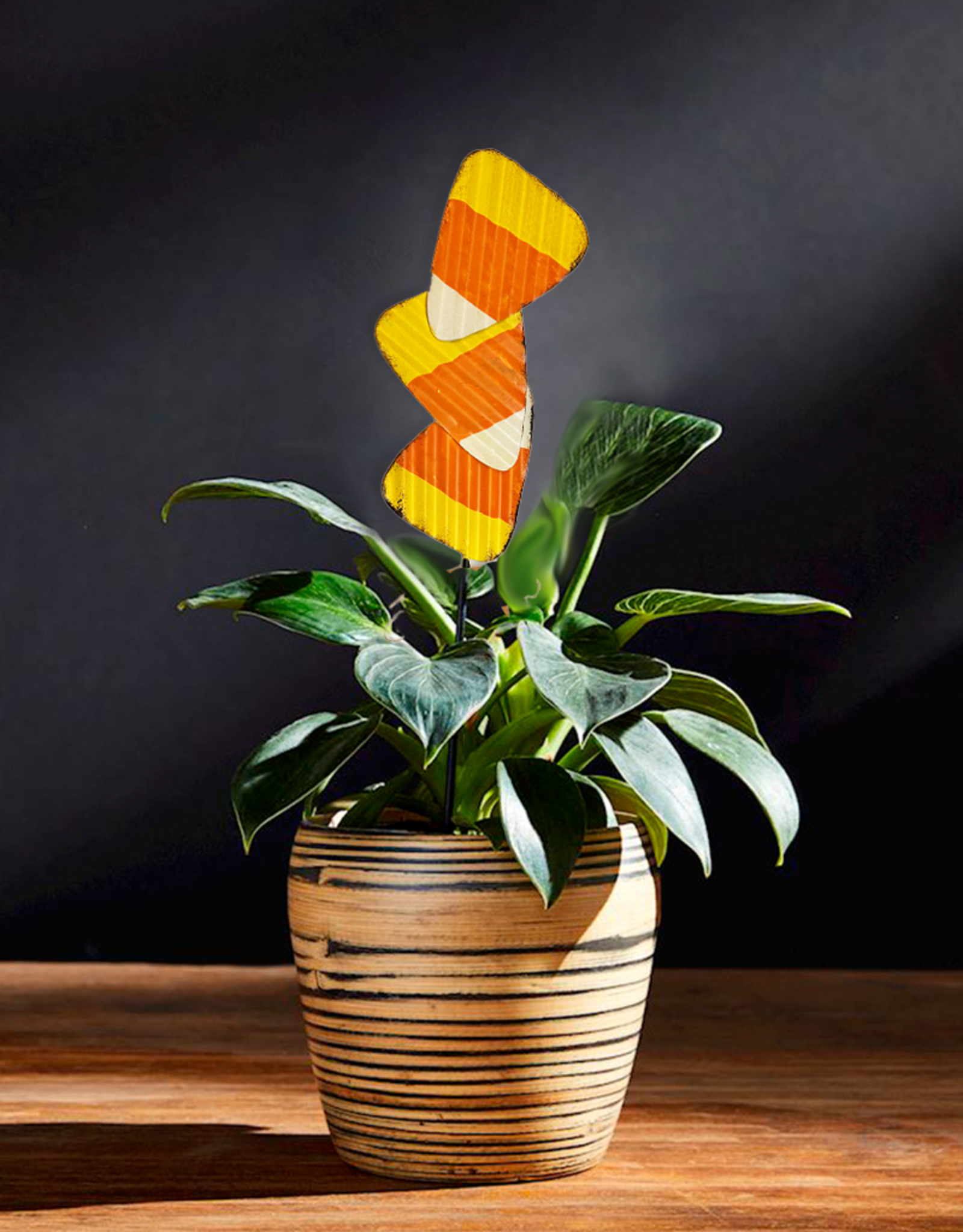 Mud Pie Halloween Plant Stakes | Candy Corn Plant Pick 14 Inch