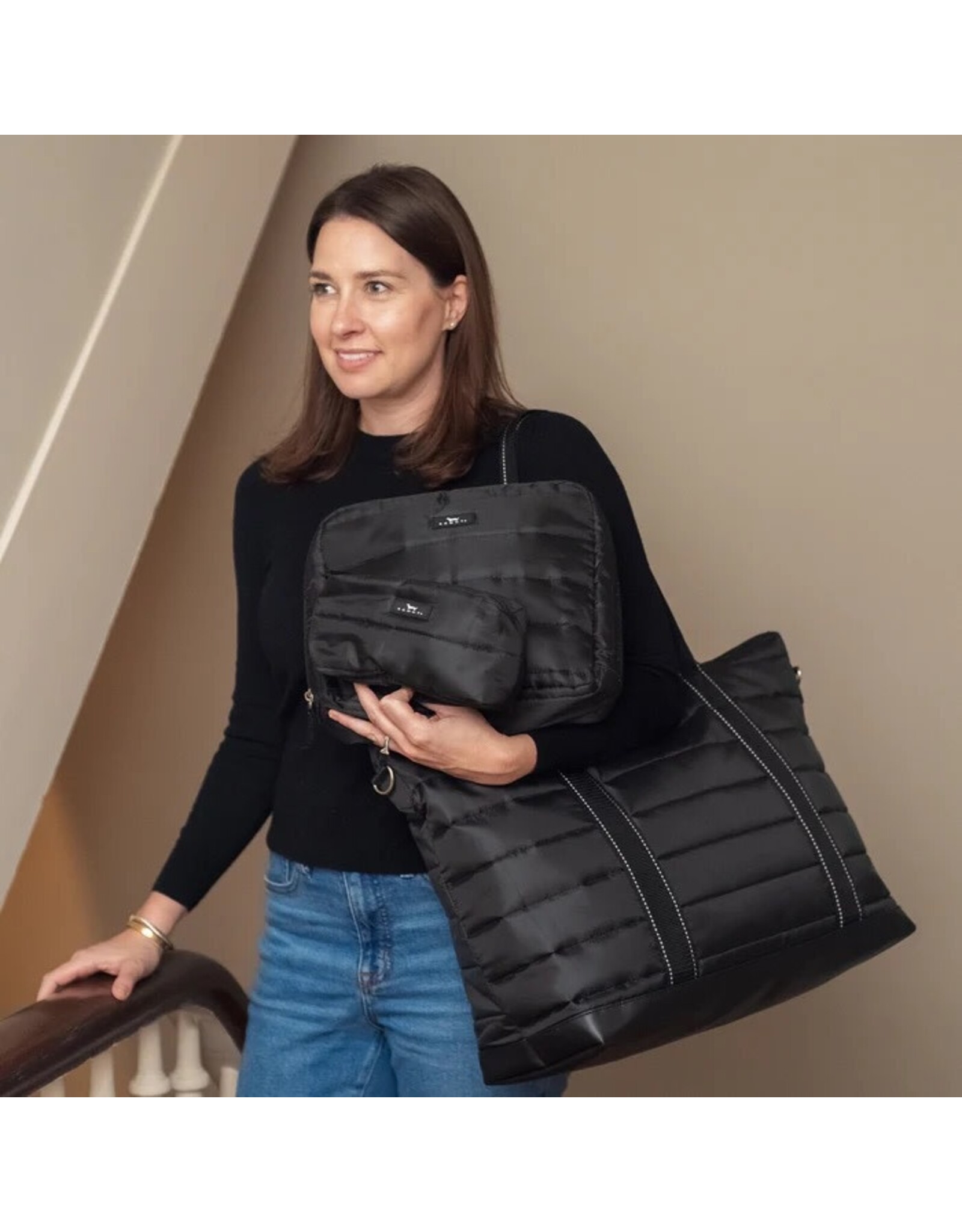 Scout Bags All-Inclusive Quilted Toiletry Bag Black Puffer