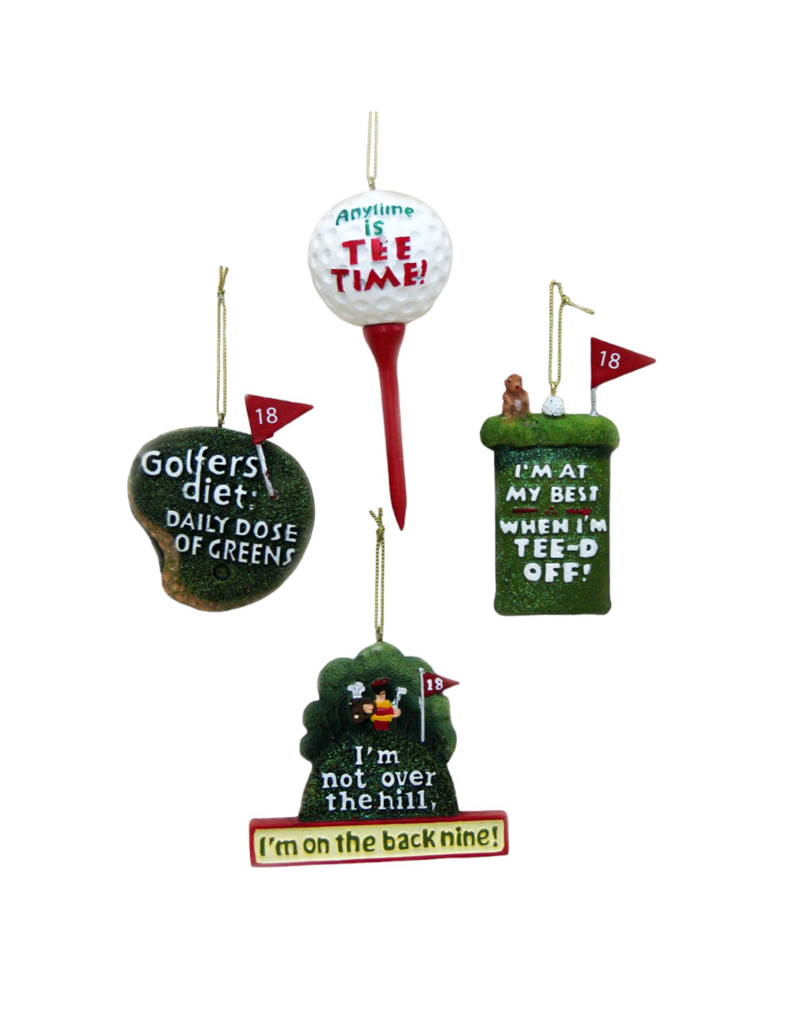 Kurt Adler Golfer Christmas Ornaments Set of 4 Assorted w Golf Sayings