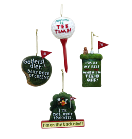 Kurt Adler Golfer Christmas Ornaments Set of 4 Assorted w Golf Sayings