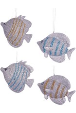 Kurt Adler Tropical Fish Christmas Ornaments Silver Striped 4 Asst