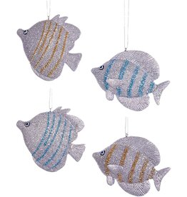 Kurt Adler Tropical Fish Christmas Ornaments Silver Striped 4 Asst