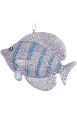 Kurt Adler Tropical Fish Christmas Ornament Silver w Blue Stripes B