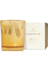 Frasier Fir Candles 13oz Gold Glass w Pine Needle Design