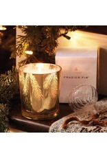 Frasier Fir Candles 13oz Gold Glass w Pine Needle Design
