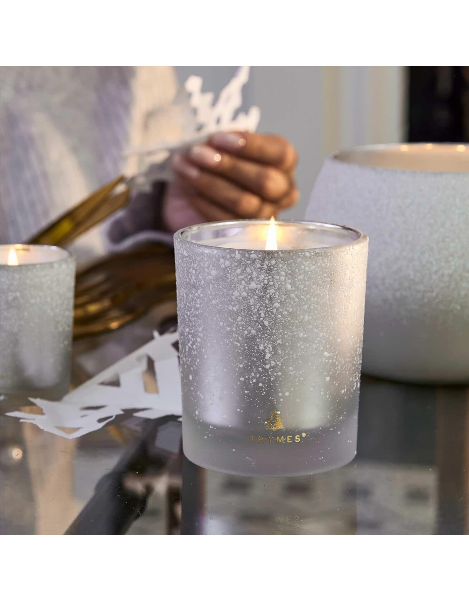 Frasier Fir Candles 6.5oz Glass w Flocked Design