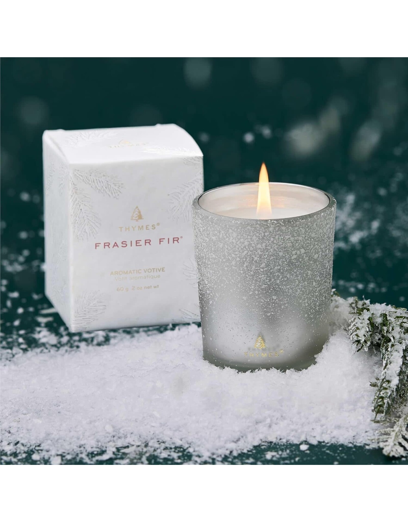 Frasier Fir Candles 2 Oz Glass Votive w Flocked Design