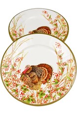 Caspari Turkeys n Berries Thanksgiving Paper Salad Dessert Plates 8pk
