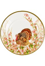 Caspari Turkeys n Berries Thanksgiving Paper Salad Dessert Plates 8pk