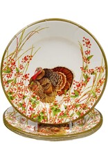 Caspari Turkeys n Berries Thanksgiving Paper Salad Dessert Plates 8pk