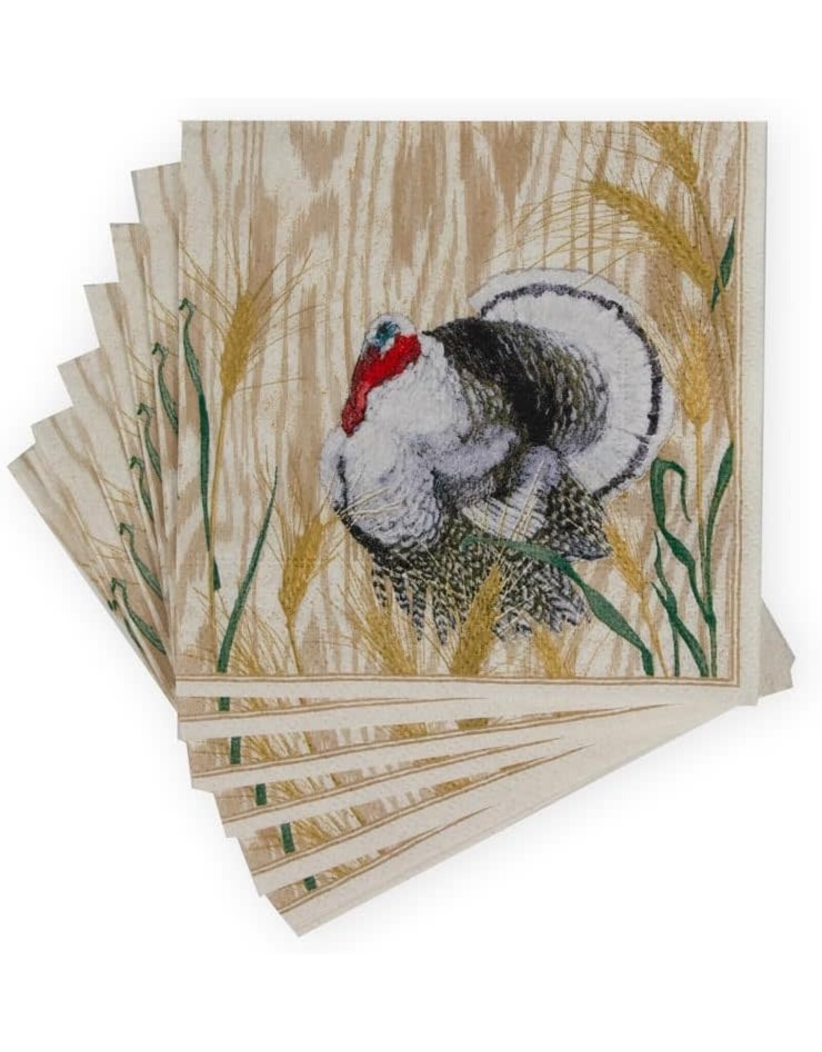 Caspari Thanksgiving Paper Cocktail Napkins 20pk Homestead Turkey