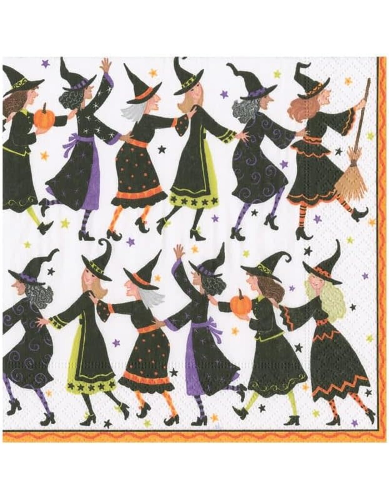 Caspari Halloween Party Paper Cocktail Napkins 20pk Witches Conga Line
