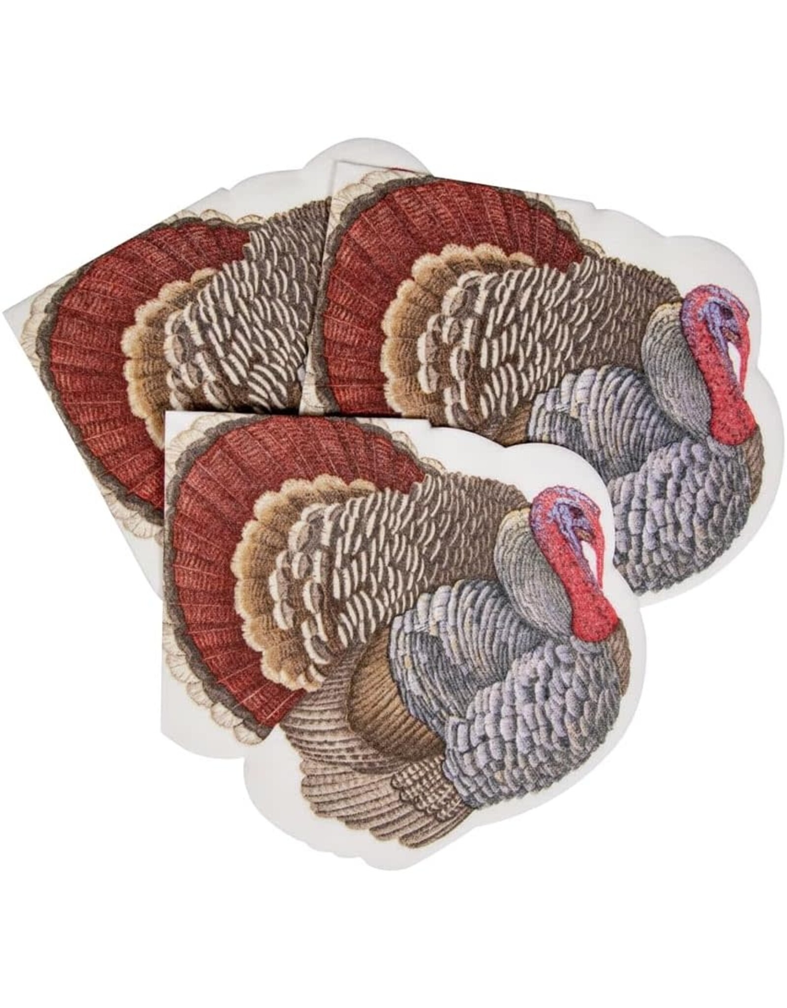 Caspari Fall Thanksgiving Paper Luncheon Napkins 15pk Turkey Die-Cut