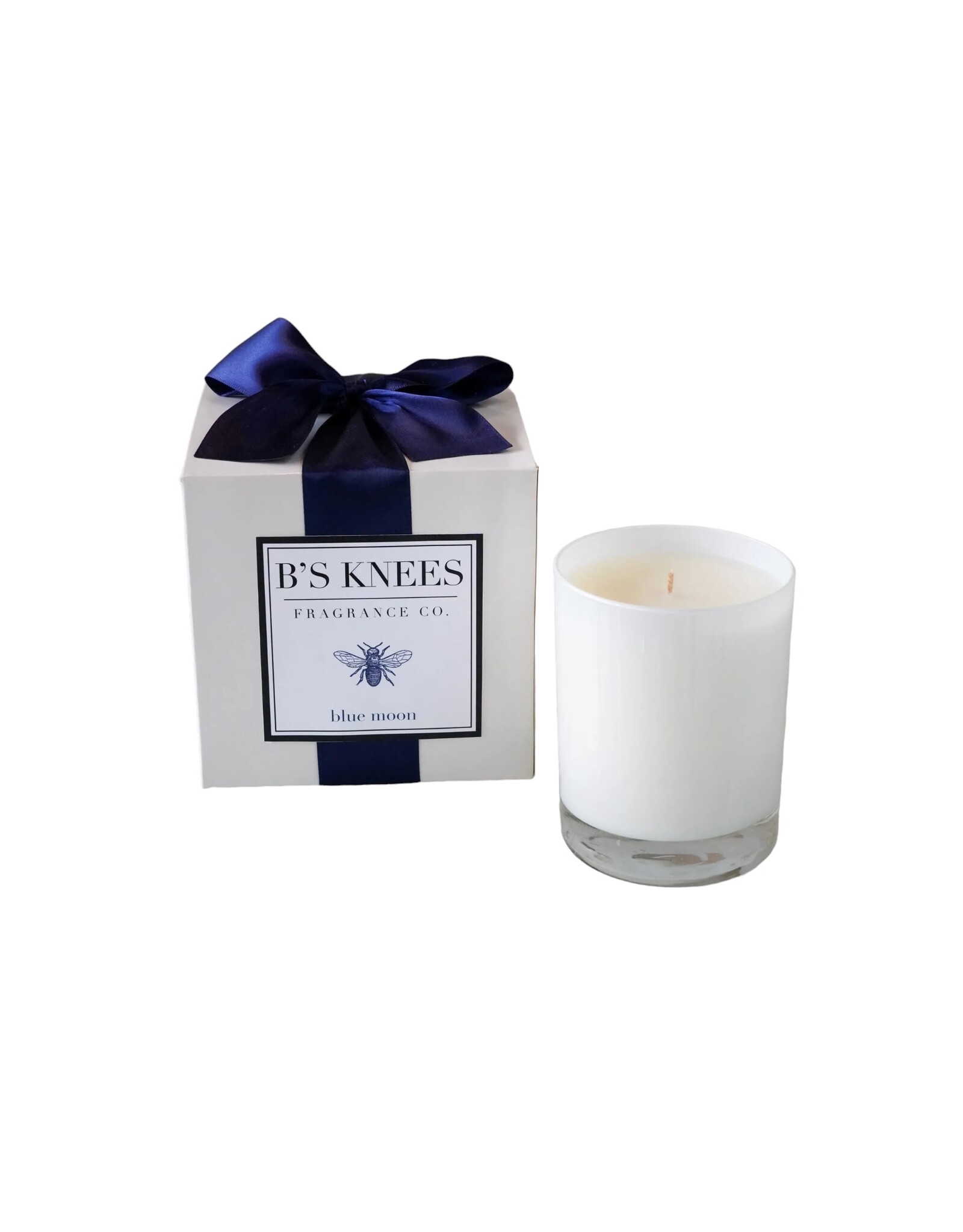 B's Knees Fragrance Candles 1 Wick White Glass | Blue Moon Scent