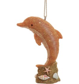 Kurt Adler Sand Sculpted Dolphin Christmas Ornament 3.5 Inch