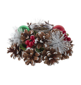 Kurt Adler Christmas Tea Light Candle Holder | Pinecone and Berry
