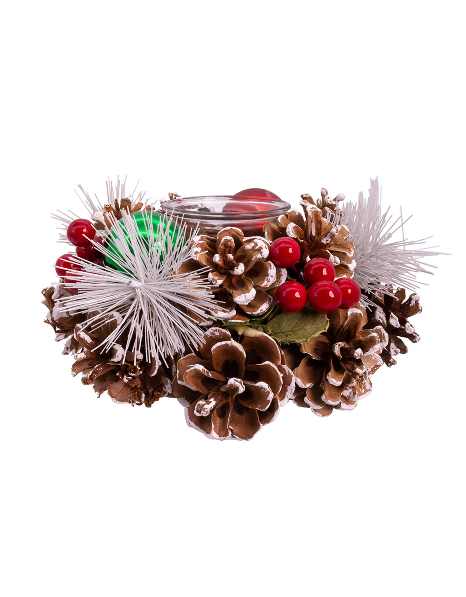 Kurt Adler Christmas Tea Light Candle Holder | Pinecone and Berry