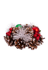 Kurt Adler Christmas Tea Light Candle Holder | Pinecone and Berry