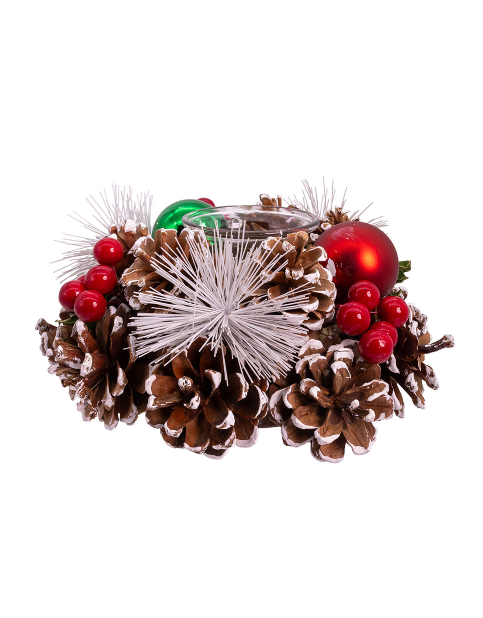 Kurt Adler Christmas Tea Light Candle Holder | Pinecone and Berry