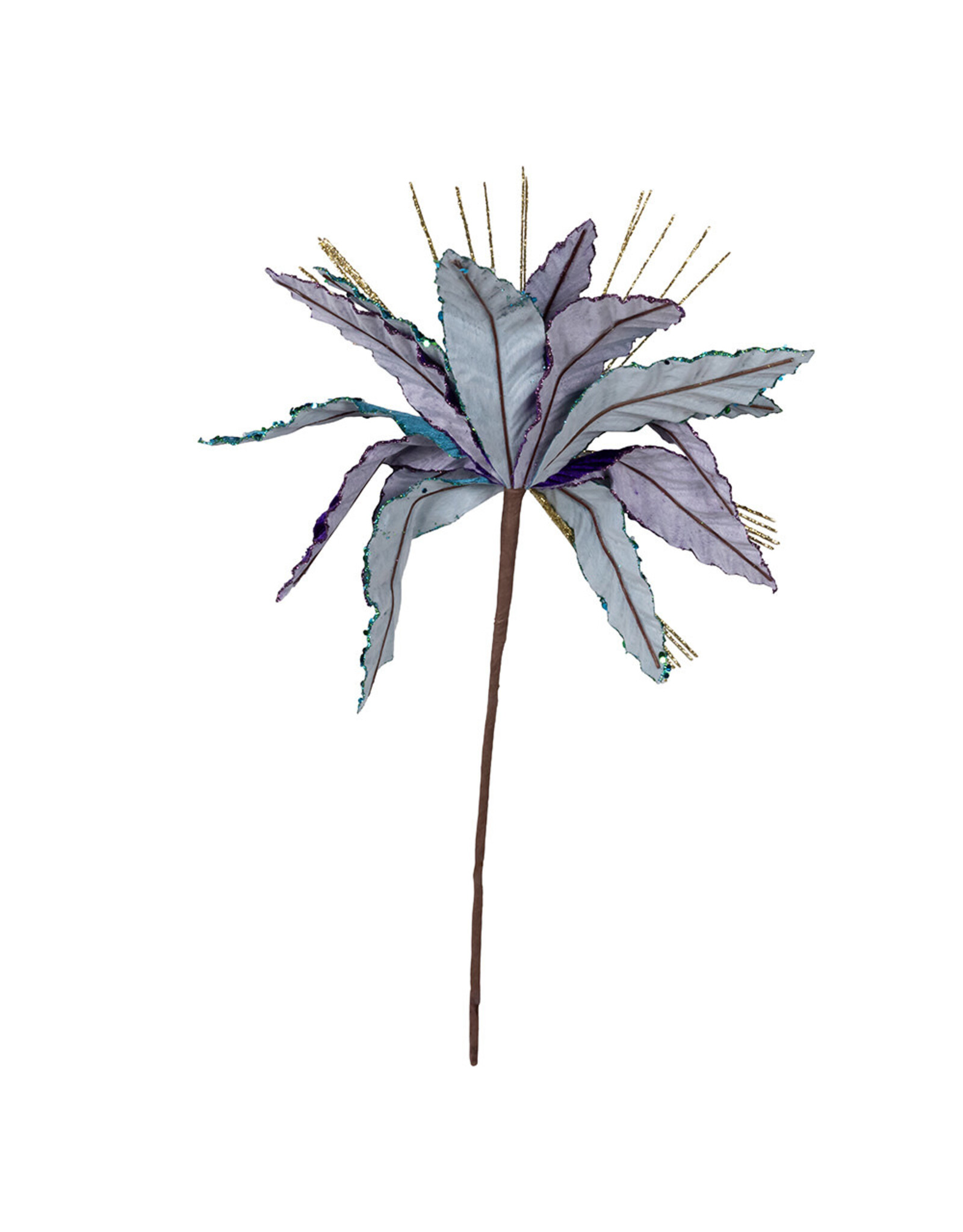 Kurt Adler Peacock Colors Poinsettia Pick 14in Purples Teals Golds