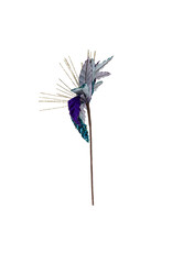 Kurt Adler Peacock Colors Poinsettia Pick 14in Purples Teals Golds