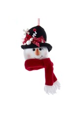 Kurt Adler Snowman Head Ornament W Red Scarf