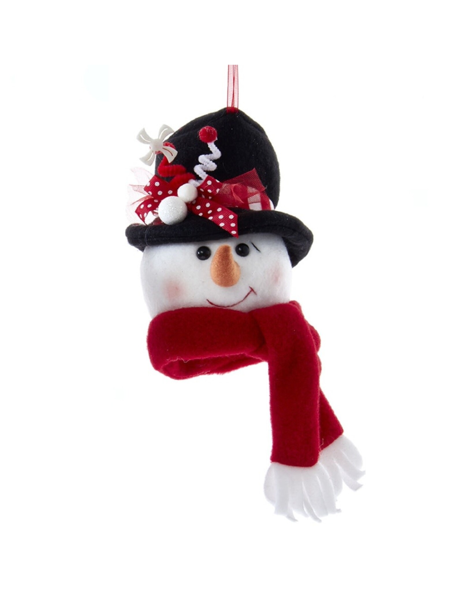Kurt Adler Snowman Head Ornament W Red Scarf