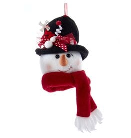 Kurt Adler Snowman Head Ornament W Red Scarf