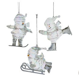 Kurt Adler Opalescent Snowman Ornaments 3 Assorted