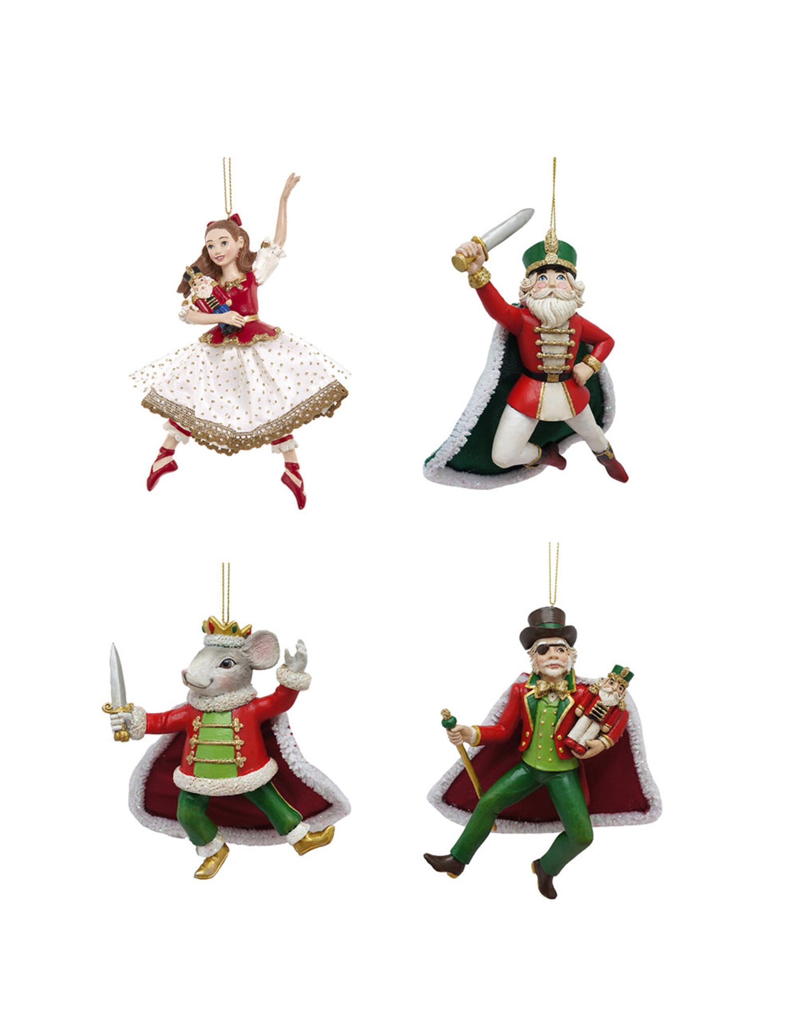 Kurt Adler The Nutcracker Suite Ballet Ornaments Set of 4 Assorted