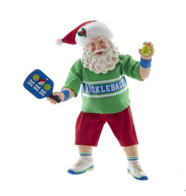 Kurt Adler Fabriche Pickleball Santa Playing Pickleball 10 Inch