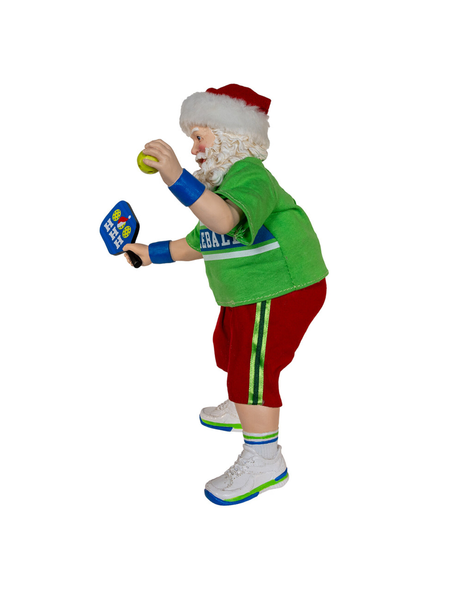 Kurt Adler Fabriche Pickleball Santa Playing Pickleball 10 Inch