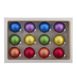 Kurt Adler Glass Matte Rainbow Ball Ornaments 60mm 12pc Set