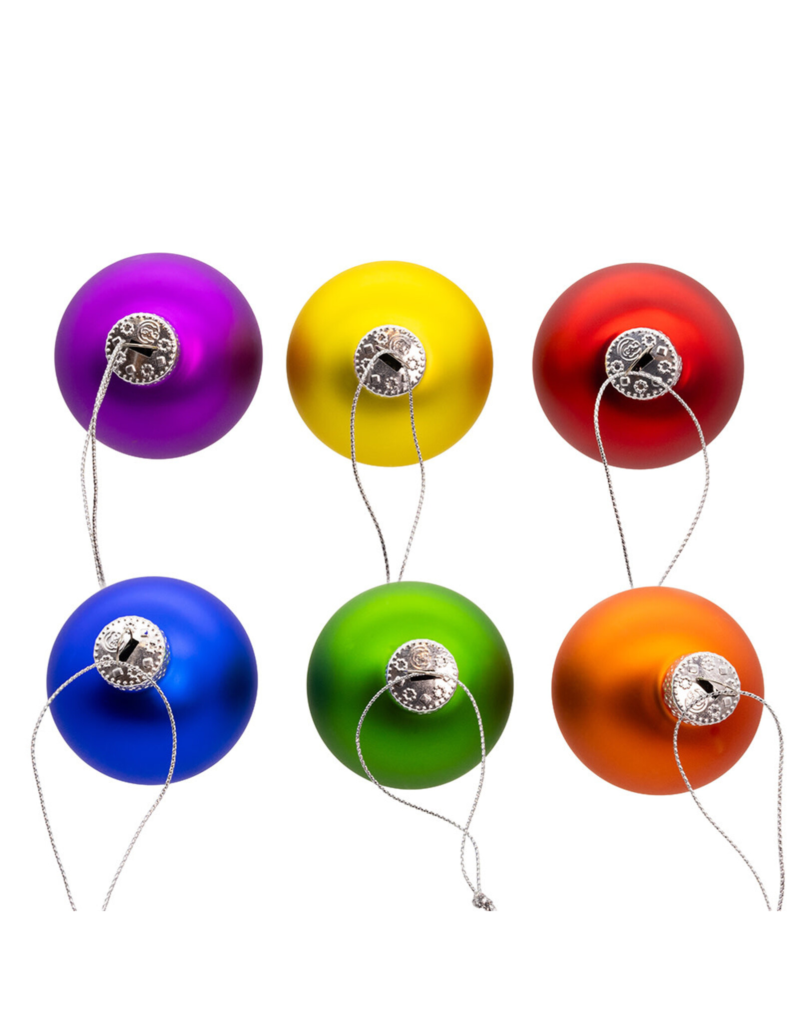 Kurt Adler Glass Matte Rainbow Ball Ornaments 60mm 12pc Set