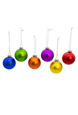 Kurt Adler Glass Matte Rainbow Ball Ornaments 60mm 12pc Set