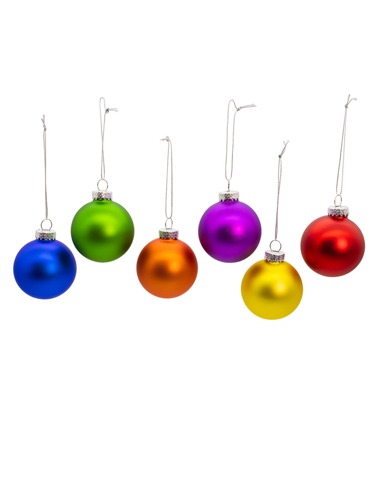 Kurt Adler Glass Matte Rainbow Ball Ornaments 60mm 12pc Set