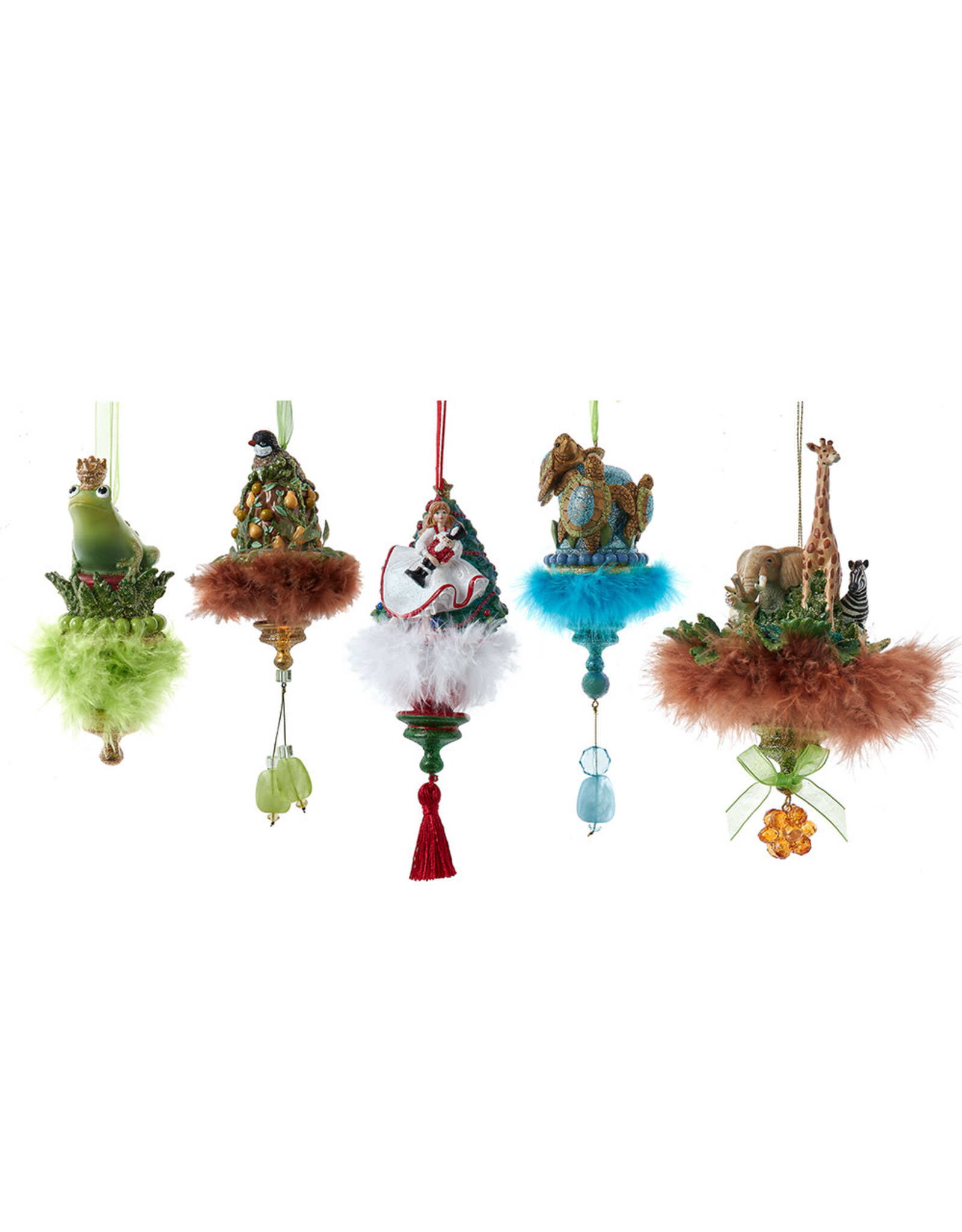 Kurt Adler Holly Hats Set of 5 Assorted Ornaments