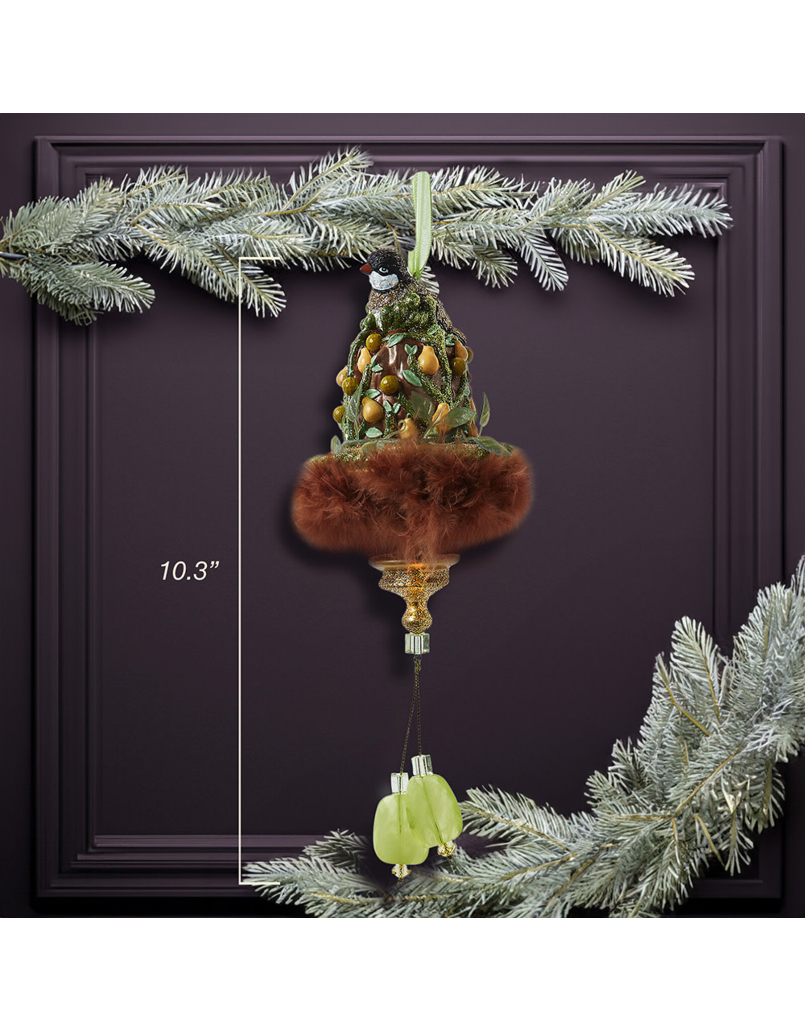 Kurt Adler Holly Hats Partridge In A Pear Tree Ornament 10 Inch