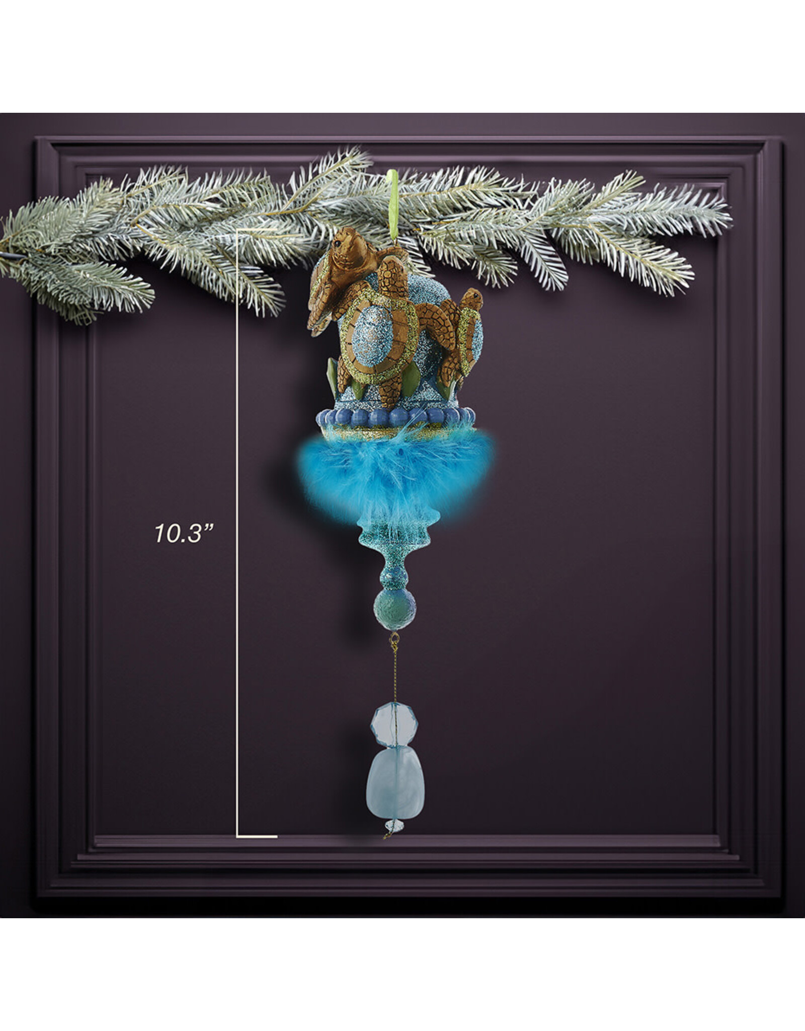 Kurt Adler Holly Hats Sea Turtles Ornament 10 Inch