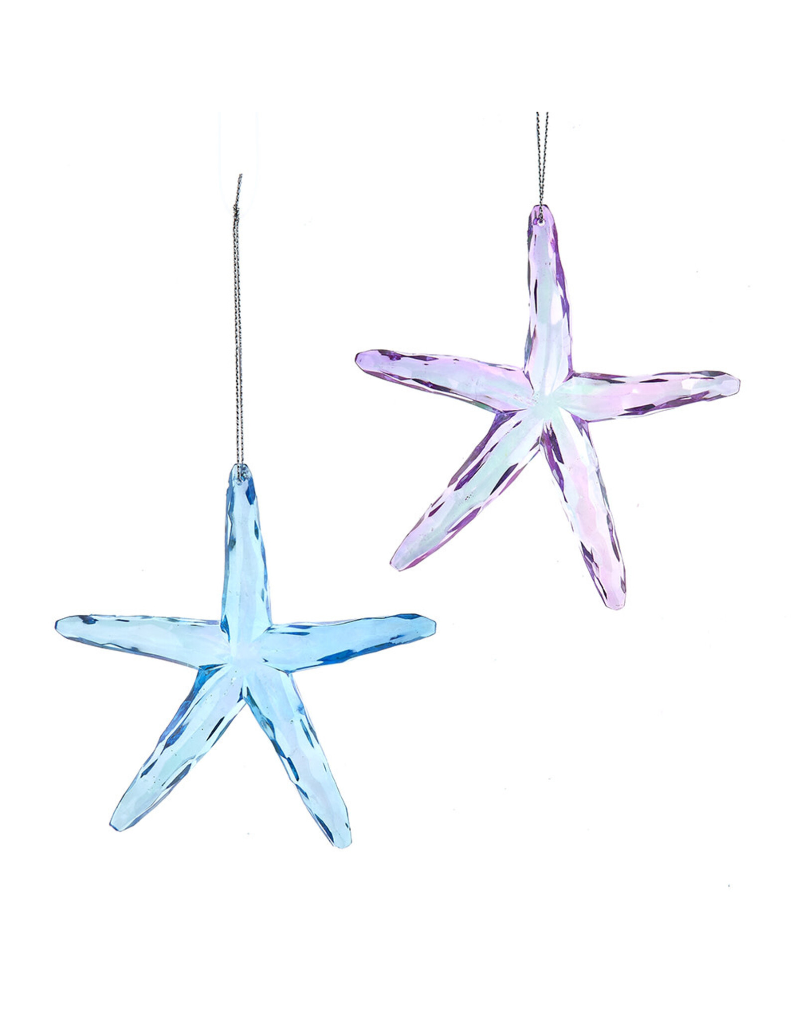Kurt Adler Acrylic Iridescent Starfish Ornaments 2 Assorted