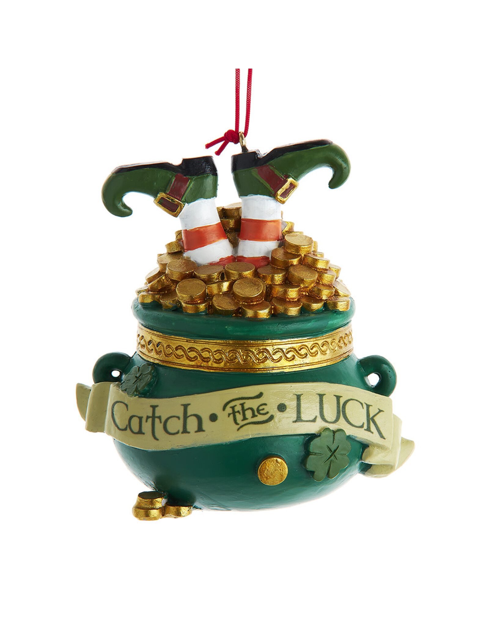 Kurt Adler Irish Pot Of Gold Ornament Catch The Luck