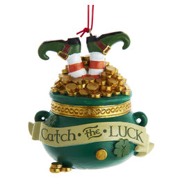 Kurt Adler Irish Pot Of Gold Ornament Catch The Luck