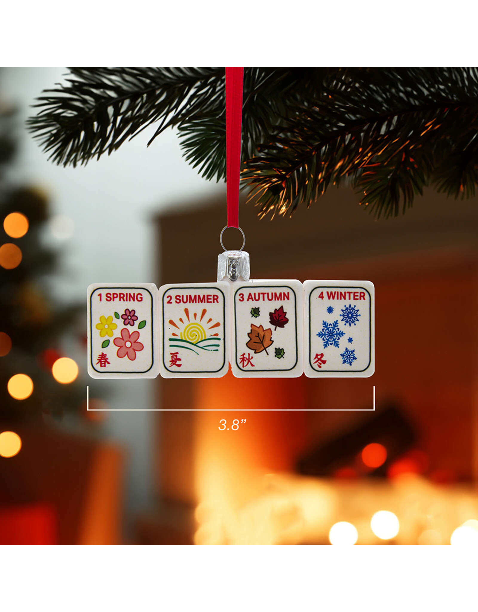 Kurt Adler Noble Gems Glass Mahjong Ornament 3.5 Inch