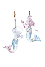 Kurt Adler Acrylic Pink Clear n Pink Blue Mermaid Ornaments 2pc Set