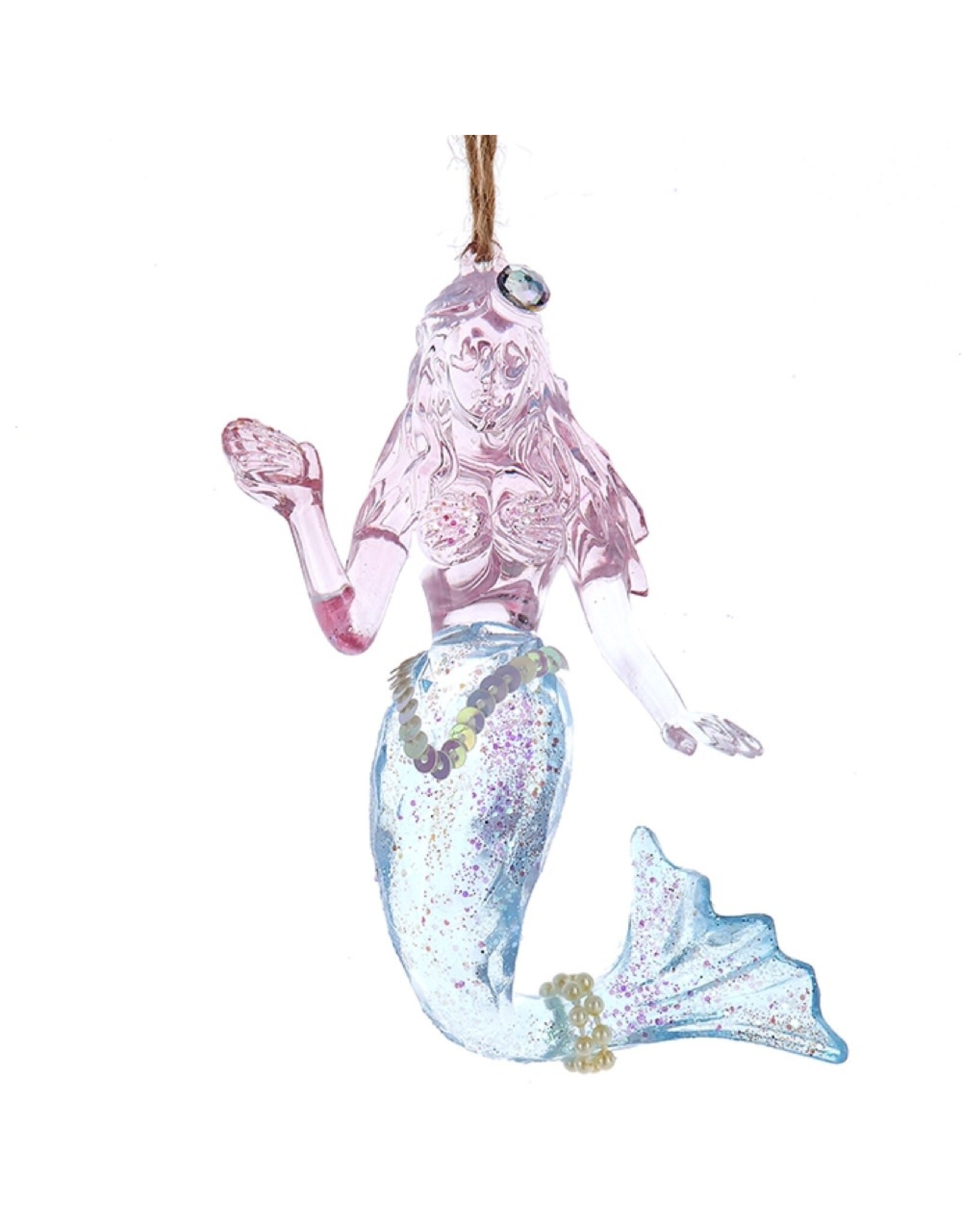 Kurt Adler Acrylic Pink Blue Mermaid Ornament 4.8 Inch