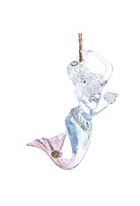 Kurt Adler Acrylic Clear Blue Pink Mermaid Ornament 4.8 Inch
