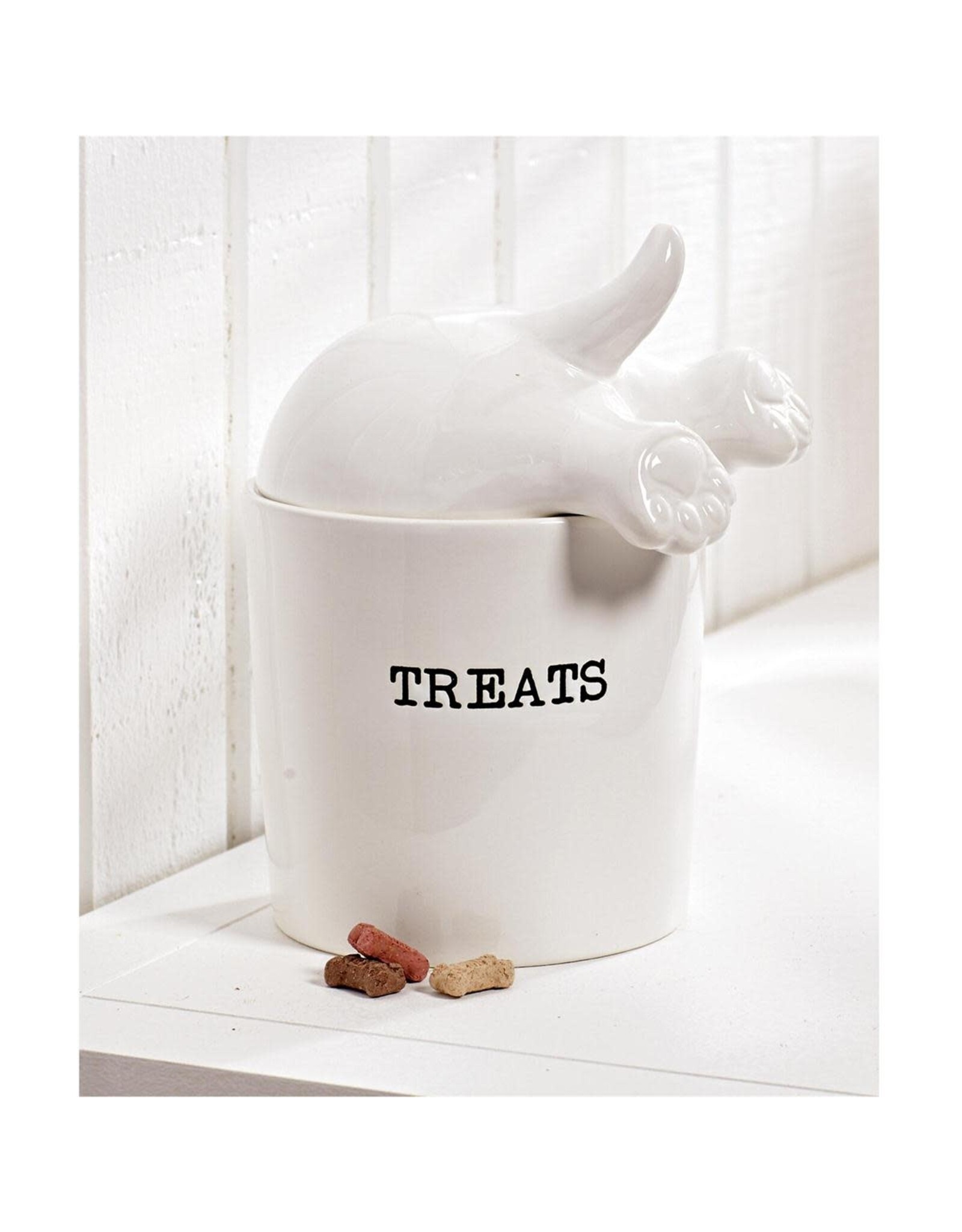 Mud Pie Dog Tail Treat Canister Ceramic Treat Jar With Lid
