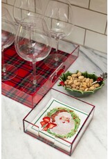 Mud Pie Christmas Santa Cocktail Napkins In Acrylic Napkin Holder Set