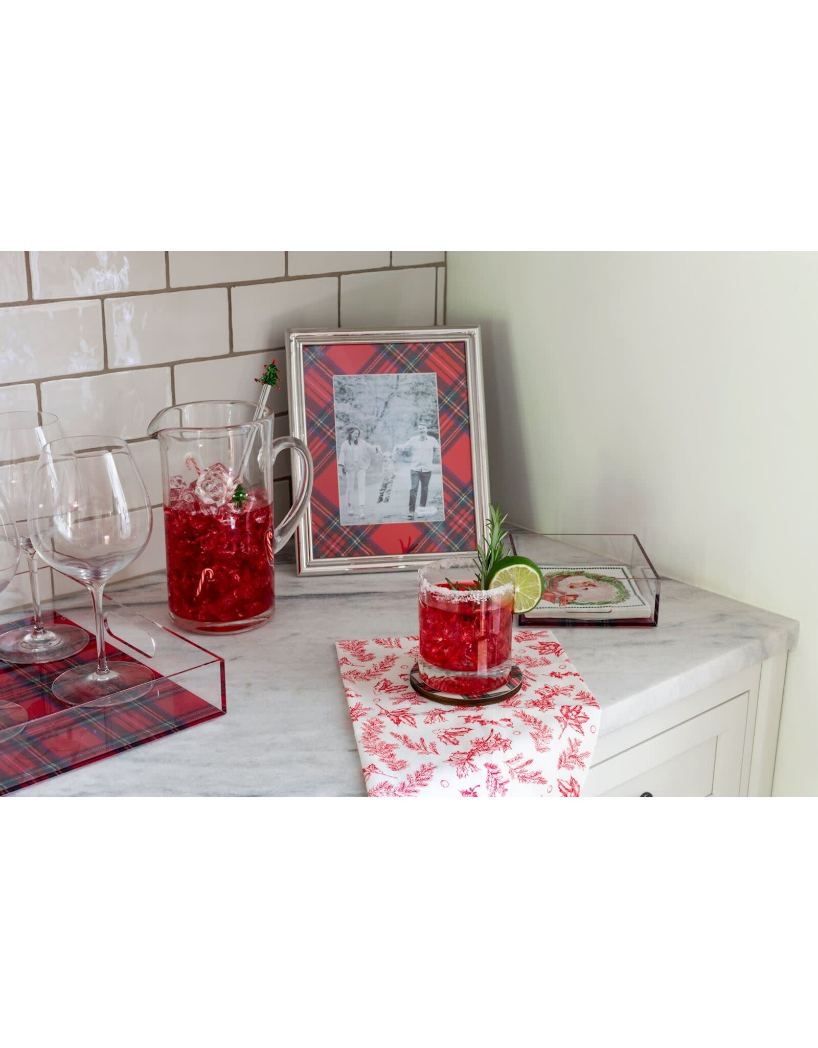 Mud Pie Christmas Santa Cocktail Napkins In Acrylic Napkin Holder Set